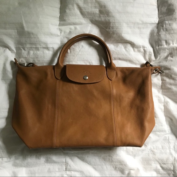 longchamp le pliage cuir camel